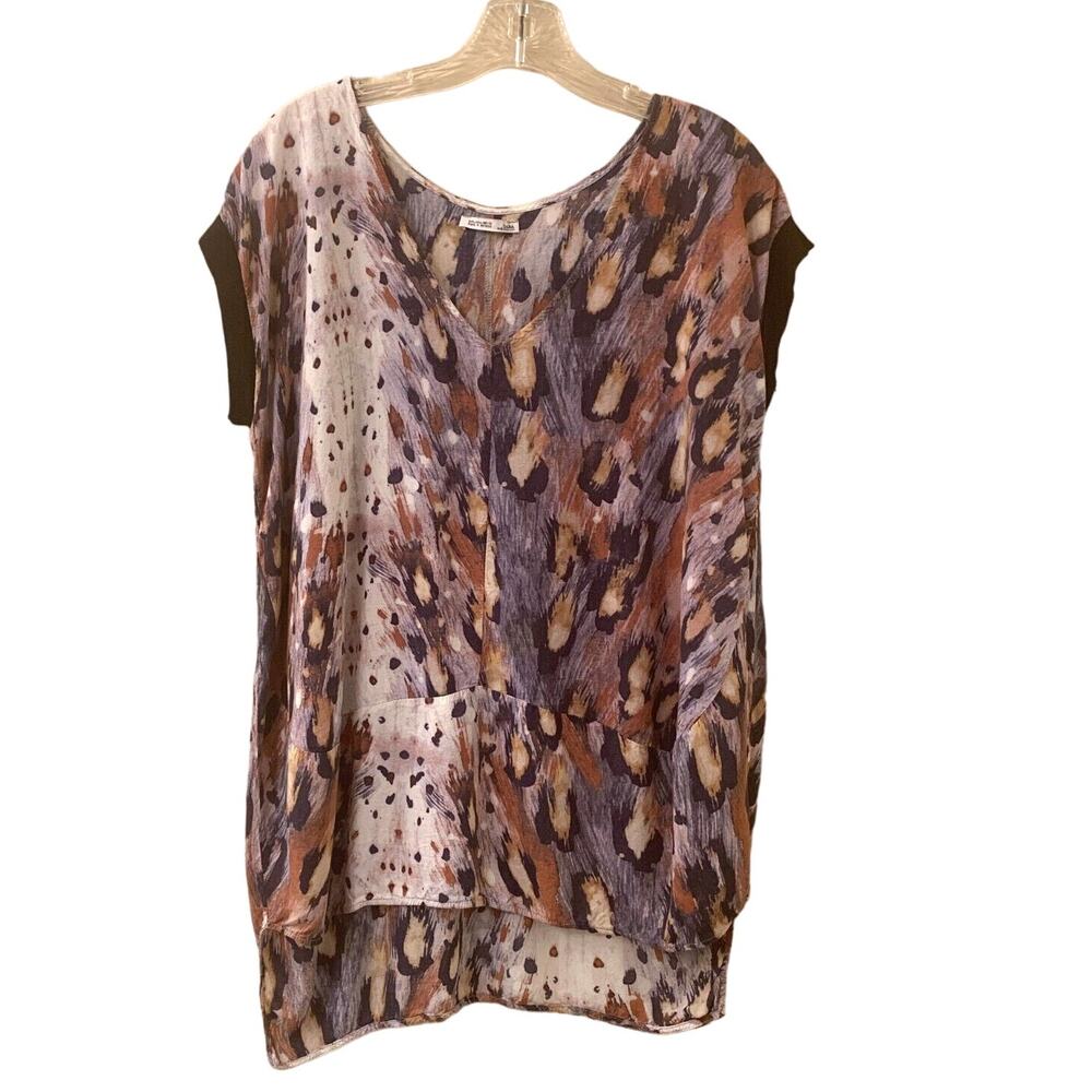Zara w/b Collection Animal Print Cap Sleeve Top, Size Medium